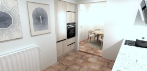 Plan 3D cuisine sur mesure Burger Tyrosse Zabal Menuiseries