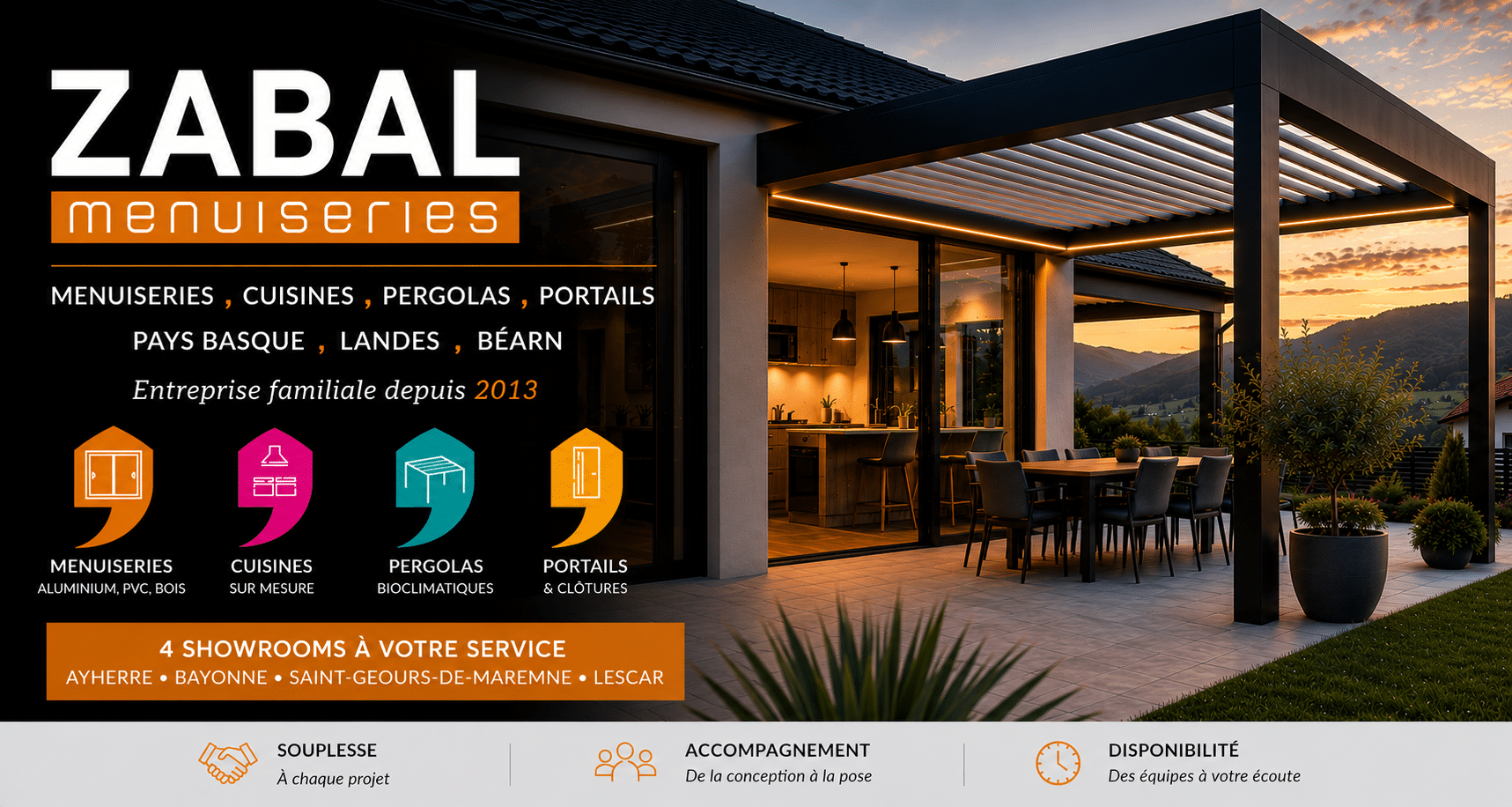 Zabal Menuiseries spécialiste menuiseries cuisines pergolas et portails au Pays Basque dans les Landes et le Béarn