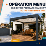 Bannière de l’Opération Menuiseries Zabal présentant fenêtres et moustiquaires, porte d’entrée, portail, pergola et placards, du 3 au 14 septembre 2026.